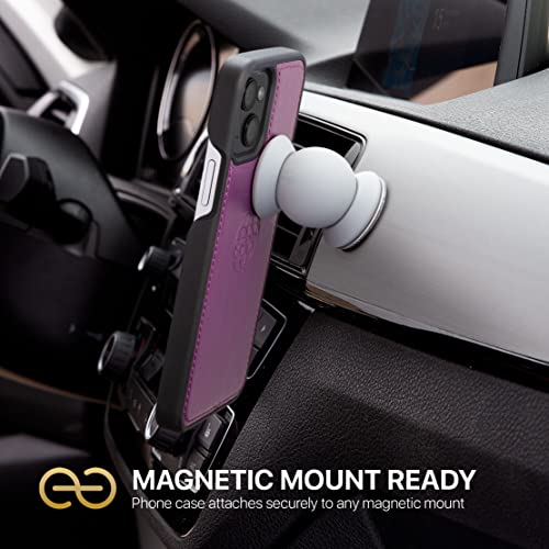 Dreem Vegan Leather Magnetic Detachable Wallet Case for iPhone 13 Purple | Built-in Phone Stand, RFID Blocking Card Holder Flip Cover, MagSafe Compatible, Gift Box [Fibonacci: Purple] - color: Purple, size: iPhone 13