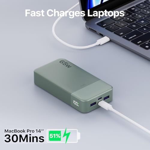 JUOVI 65W Portable Charger for Laptop Power Bank 20000mAh - color: Green