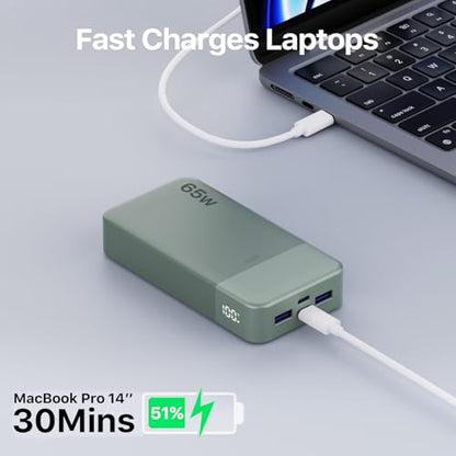 JUOVI 65W Portable Charger for Laptop Power Bank 20000mAh - color: Green