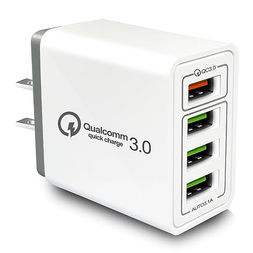 USB Charger 40W Quick Charge 3.0, 5V/3.1A 4 Port Fast Charging Block - color: (4*USB)Wihte
