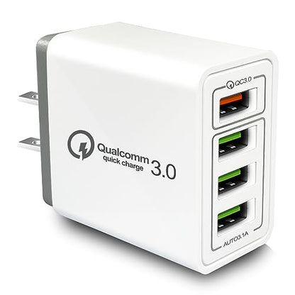 USB Charger 40W Quick Charge 3.0, 5V/3.1A 4 Port Fast Charging Block - color: (4*USB)Wihte