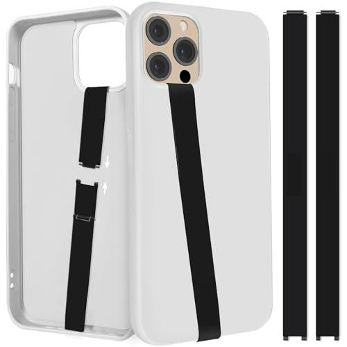 UKON Silicone Phone Grip,2 PCS Phone Strap Reusable Finger Holder with Three Short Silicone Strips DIY Combination to Fit 4.5"-7.5" Phone Case for Travel Shopping Office(Black+Black)