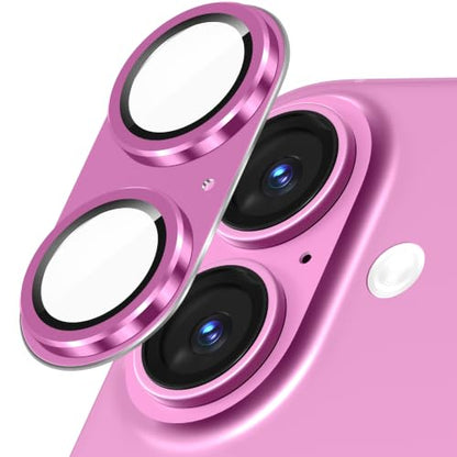 Suoman for iPhone 16/16 Plus Camera Lens Protector, 9H Tempered Glass Film - color: Pink