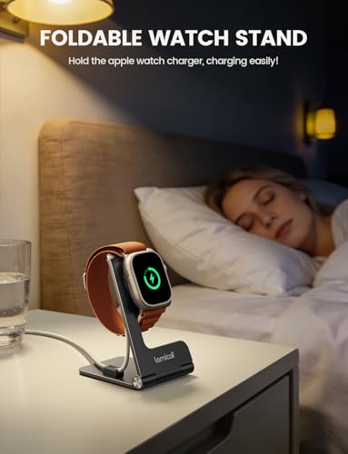 Lamicall Foldable Apple Watch Stand for Charger, Aluminum Desk Watch Holder - color: Misty Black
