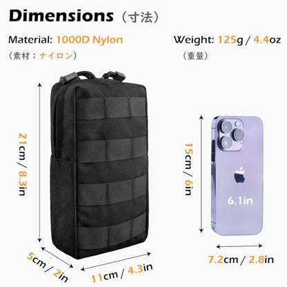 TRIWONDER Tactical Cigarette Pouch Molle Small Military Bag Battery Cigarette Case EDC Utility Card Holder Lighter Slot Mini Cigar Waist Pack - color: 09 Green - 2 Pack