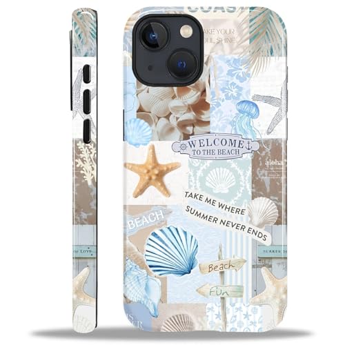 Case Compatible with iPhone 15 Plus, Cute Dual Layer Hybrid Phone Cover, Military Grade Drop Protection, Aesthetic Shockproof Phone Case for Women Girls, Boho Beach Summer Collage - color: Boho Beach Summer Collage, size: Iphone 15 Plus