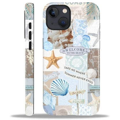 Case Compatible with iPhone 15 Plus, Cute Dual Layer Hybrid Phone Cover, Military Grade Drop Protection, Aesthetic Shockproof Phone Case for Women Girls, Boho Beach Summer Collage - color: Boho Beach Summer Collage, size: Iphone 15 Plus