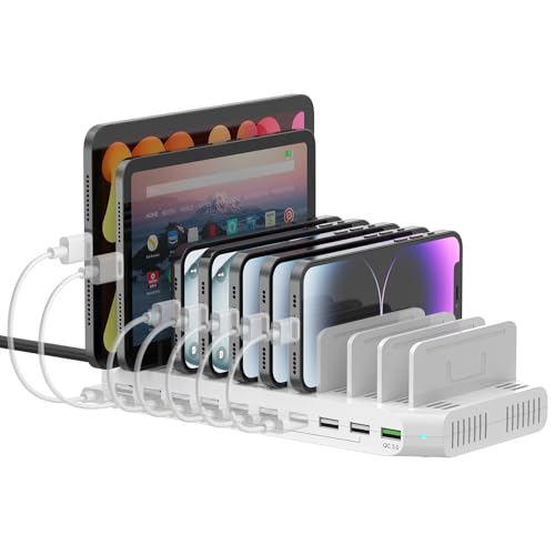SUIDEK 10 Ports Multiple Device USB Fast Charging Station with QC 3.0 Port