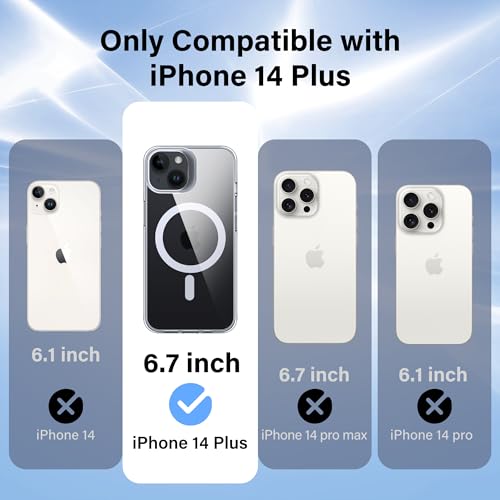 Supdeal Magnetic Clear Case for iPhone 14 Plus, [Compatible with MagSafe] [Non Slip Bumper & Not Yellowing] Military Grade Shockproof Transparent Silicone Phone Cover, 6.7", Transparent - color: Transparent, size: iPhone 14 Plus