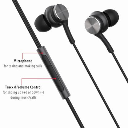 Maxell USB-C Wired Earbuds with USB-A Adapter, Built-in Microphone with Volume and Track Control, Compatible with All Devices with a USB-C and/or USB-A Port, Immersive Digital Chipset, Black, 197299 - color: Black