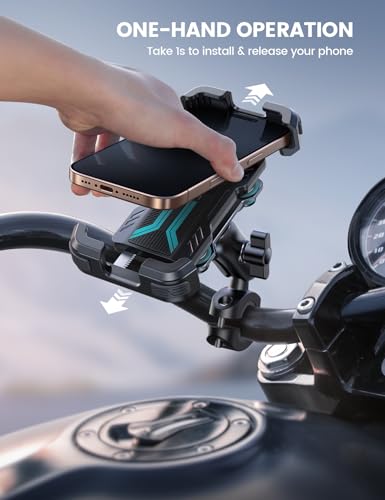 Lamicall Motorcycle Phone Mount Holder with Dual Vibration Dampener - color: Blue