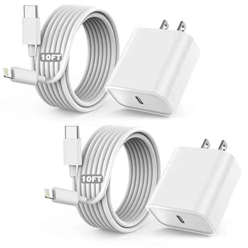Fast Charger iPhone,10 Feet iPhone Charger,Super Fast Charging Block 10Foot - color: White-10FT