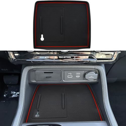 Center Console Silicone Mat Fit for Honda Pilot Accessories 2023-2026 - color: Red