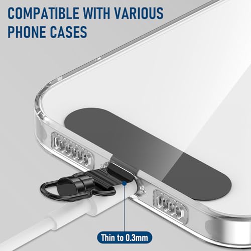 Stainless Steel Phone Tether Tab, Universal Lanyard Patch Compatible with Most Phones & Full Coverage Cases - size: 2Black+2RoseGold