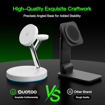 3 in 1 Mag-Safe Wireless Charger Stand for iPhone Apple Watch AirPods - color: White
