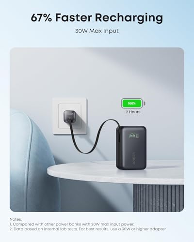 Anker Nano Power Bank, 45W 10,000mAh Portable Charger, iPhone Battery Pack - color: Black