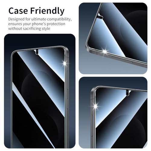 Privacy Screen & Camera Lens Protector for Samsung Galaxy S25 Edge, Anti-Spy Tempered Glass, Private Black Protection, 9H Hardness Anti-Scratch 2.5D Curved Edges Case-Friendly, 3 Pack Each - color: S25 Edge Black