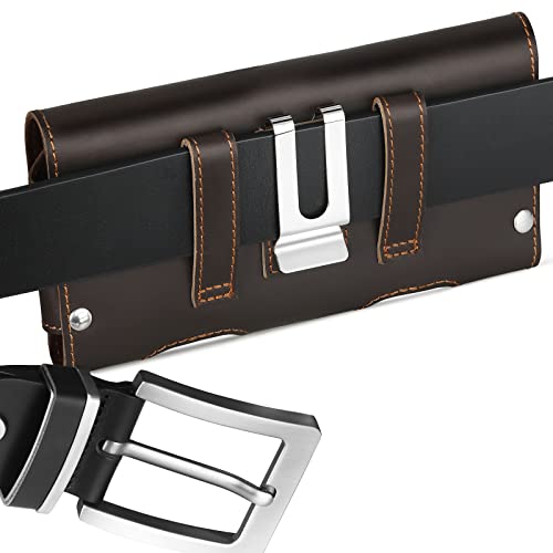Gcepls Leather Phone Holster for iPhone SE, iPhone 8, 7, 6s,Premium Cowhide Leather Phone Belt Holder Pouch with Belt Clip, Magnetic Closure Cell Phone Holster Case (Fits Otterbox Commuter Case on) - color: Dark Brown, size: Small (5.6x2.95x0.6”)