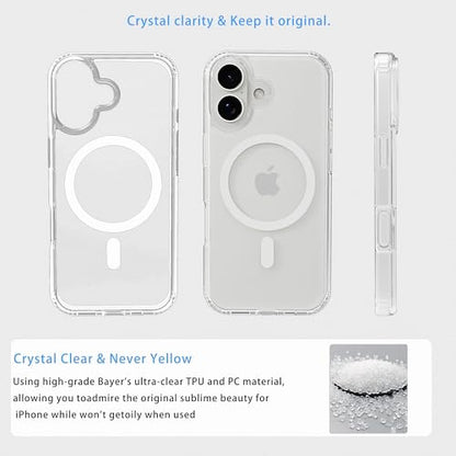 Classic Hybrid Magnetic iPhone 17 Case Phone Case Cover, Screen Protectors X1, Compatible with Magsafe, Anti Yellowing,Slim,Shockproof, Protective (Transparent Crystal, iPhone 17) - color: Transparent Crystal, size: iPhone 17