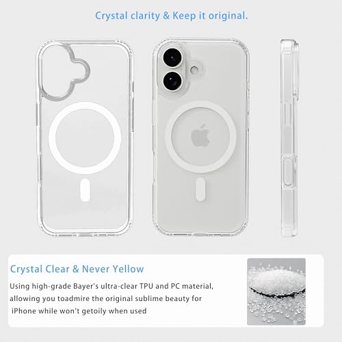 Classic Hybrid Magnetic iPhone 17 Case Phone Case Cover, Screen Protectors X1, Compatible with Magsafe, Anti Yellowing,Slim,Shockproof, Protective (Transparent Crystal, iPhone 17) - color: Transparent Crystal, size: iPhone 17