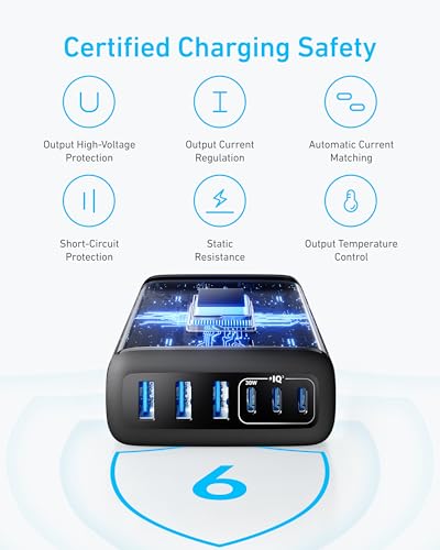 Anker Desktop Charger, Fast Charging USB C Charger with 112W Max 6-Port - color: Black