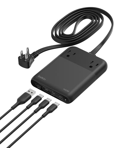 Belkin Charging Station Power Strip 3 USB-C Charger 2 AC 1 USB-A 140W GaN - style: 140W, 2 AC Outlet