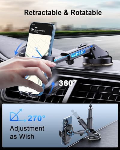[2026 NEW] Car Phone Holder [Upgraded Strongest Suction & Clip] Cell Phone Mount for Dashboard Windshield Vent,Mobile Stand Base Truck Cradle for iPhone 17 Pro Max 16 15 14 13 12 X Samsung S25 Android