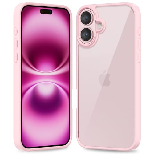 oakxco Thin Slim Clear case for iPhone 16 Plus, Transparent Hybrid Hard Shell Plastic & Soft Silicone Rubber Bumper, Non-Yellow Acrylic Protective Lightweight Cover for Women, Light Pink - color: Light Pink, size: 16 Plus