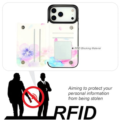 HAOPINSH Wallet Case with Card Holder for iPhone 17 Pro Max, Pale Flower Pattern Back Flip Folio PU Leather Kickstand Card Slots Case for Women Girls Shockproof 6.9" - color: Pale Flower