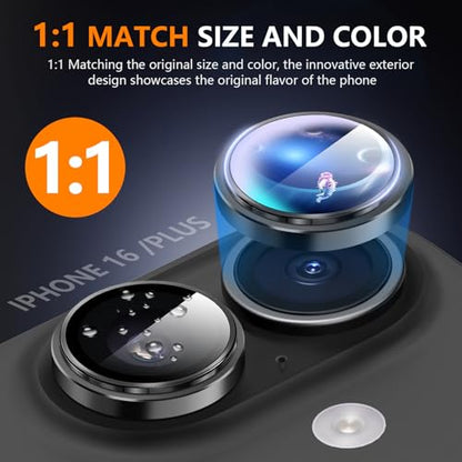 Suoman Camera Lens Protector for iPhone 16 /iPhone 16 Plus - color: Black*3