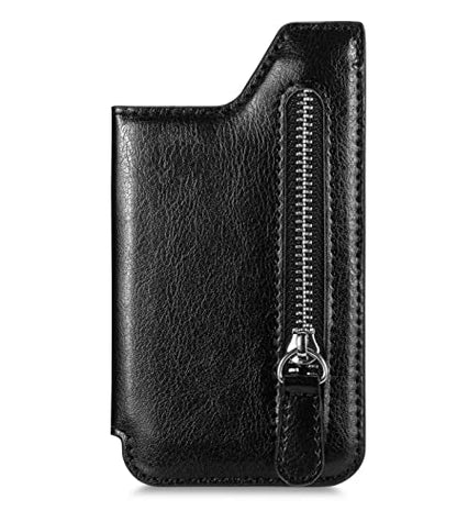 Stick on Wallet for Phone Case, Credit Adhesive Card Holder for Back of Phone Cases Flip Leather Zipper Wallet Sleeve Pouch Compatible with iPhone, Samsung Galaxy Most Smartphones Black - color: Black