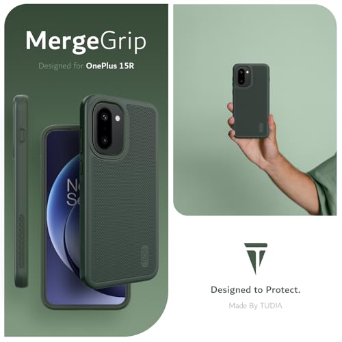 TUDIA MergeGrip Designed for OnePlus 15R Case 5G (2026) - [Military Grade Drop Tested] Dual Layer Shockproof Slim Rugged Tough Protective Phone Cases Cover (Pine Green) - color: Pine Green