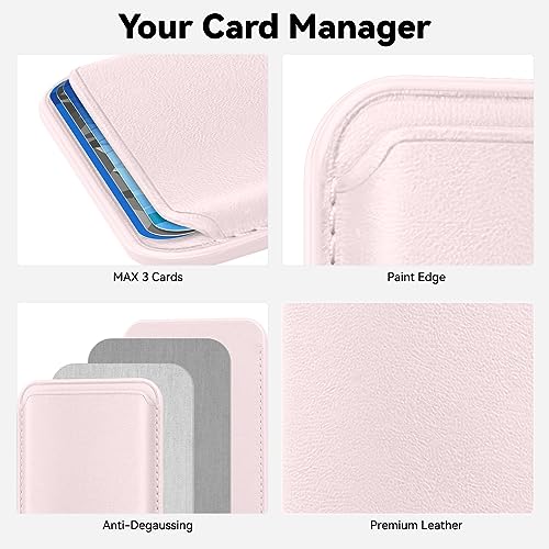 Magnetic Wallet Cell Phone Card Holder for Phone Case with Mag-Safe | Stronger Magnetic RFID Leather Phone Wallet Stick on Series of iPhone 17/16/15/14/13/12 and Pro/Promax, Light pink - color: Light Pink, size: 1 Pack