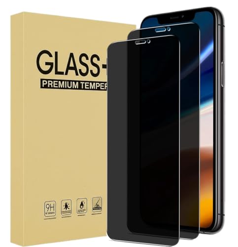 2 Pack Privacy Designed For iPhone 11 Pro Max, XS Max Screen Protector Tempered Glass, 9H Hardness, Anti Scratch, Bubble Free, Easy to Install