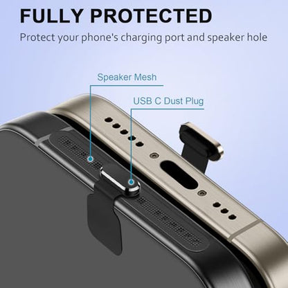 USB C Dust Plug with Speaker Dust Cover for iPhone 15/16 Pro,Plus,Pro Max
