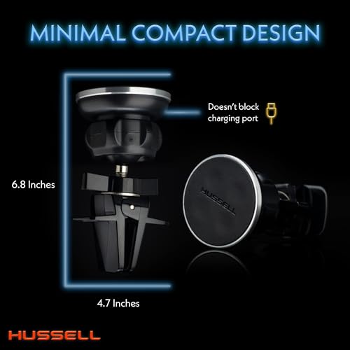 HUSSELL Magnetic Phone Car Mount, Air Vent Phone Mount for Car 360° Adjustable Universal Magnet Phone Holder - Compatible with Any Cell Phone, iPhone Galaxy LG Huawei
