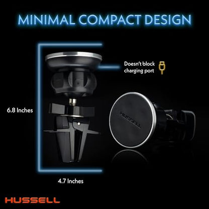 HUSSELL Magnetic Phone Car Mount, Air Vent Phone Mount for Car 360° Adjustable Universal Magnet Phone Holder - Compatible with Any Cell Phone, iPhone Galaxy LG Huawei
