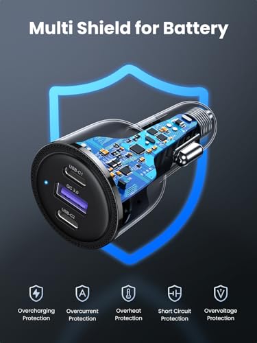 UGREEN 69W USB C Fast Car Charger PD QC 3.0 USB C Cigarette Lighter Charger 65W 45W 30W Compatible with MacBook Pro Air iPad Pro Steam Deck iPhone 15 Pro Max 14 13 Galaxy S24 S23 S22 Ultra Plus