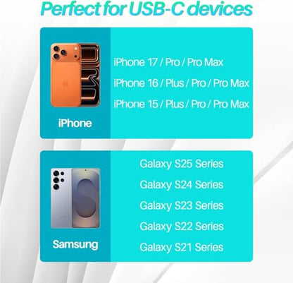 USB C Headphones for iPhone 15/16/17 Pro Max, Type C Headphones Built-in Microphone and Volume Control, Hi-Fi Stereo Noise-Cancelling Earbuds, Wired in Ear Earphones for Galaxy S25 S24 S23 S22