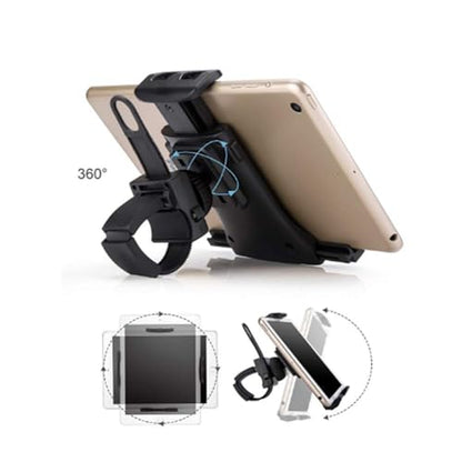 New Tablet Smartphone Mount Holder for Indoor Bicycle, Car, Stroller, Golf Cart, Shopping Cart, Camping, Desktop, Gym, Exercise Bike, Elliptical - Any Handlebar Normal Handlebar BHD050