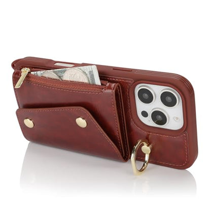 Lipvina Crossbody Wallet Case for iPhone 16 Pro,Dark Brown - color: 06-Dark Brown, size: iPhone 16 Pro 6.3"