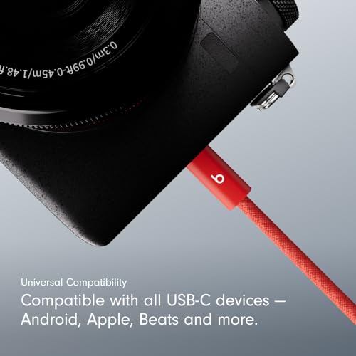 Beats 240W USB-C to USB-C Braided Cable, Fast Charging, Durable/Tangle Free, Compatible with Apple and Android Devices (3 m/10 ft) – Rapid Red - color: Rapid Red, size: 10 ft, style: USB-C to USB-C