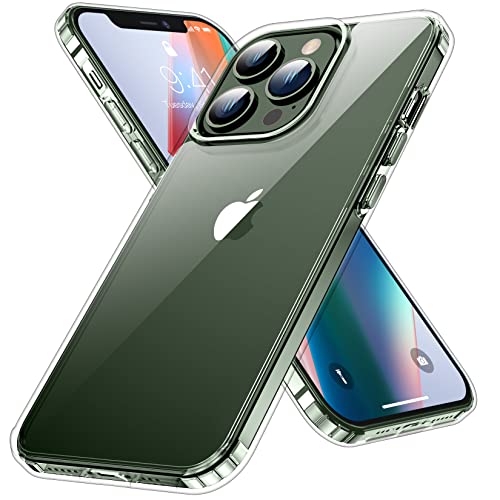 Crystal Clear for iPhone 13 Pro Case,[Anti- Yellowing][Upgraded Military Shockproof Protection] Slim Thin Protective Bumper Phone Case 6.1 inch – Clear