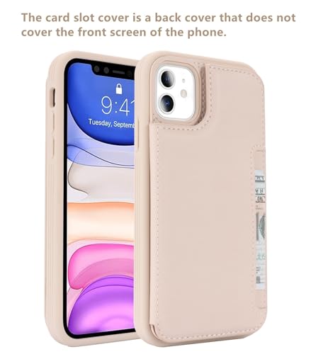 iCoverCase Compatible with iPhone 11 Case with Card Holder, Wallet Phone Case for Women Men RFID Blocking PU Leather Protective Case 6.1 Inch (Beige) - color: Beige