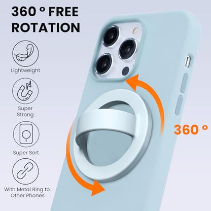 Magnetic Silicone Phone Grip Ring Holder Compatible with MagSafe Phone Case - color: Baby Blue