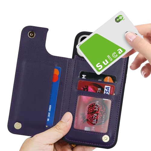 iCoverCase Compatible with iPhone 14 Case with Card Holder, Wallet Case for Women Men RFID Blocking PU Leather Protective Phone Case 6.1 Inch (Dark Purple) - color: Dark Purple