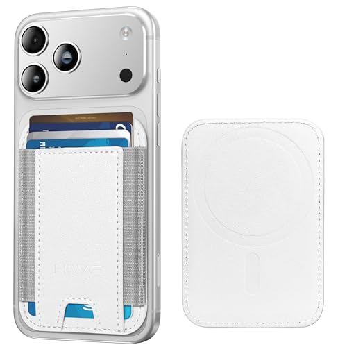 HiWe for MagSafe Wallet, 7 Cards Holder for Phone Case, RFID Blocking - color: White Wallet - Grey Band