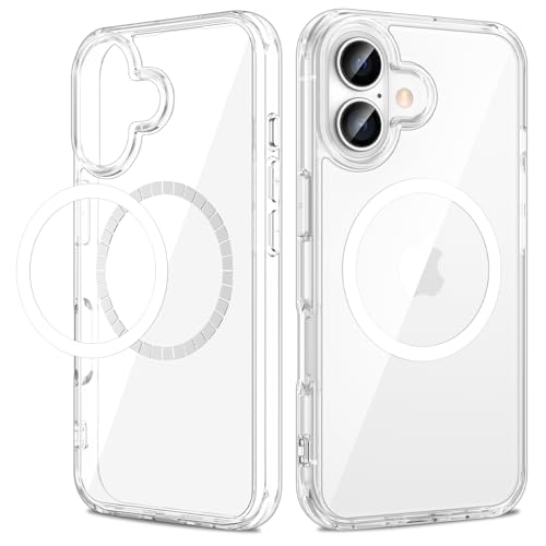 VEGO for iPhone 16 Case, Compatible with MagSafe, with Built-in Magnets, Crystal Clear Hard PC Back + Soft TPU Frame Slim Resist Scratches Shockproof Bumper Cover for iPhone 16 6.1 inch - Clear - color: Clear, size: for iPhone 16