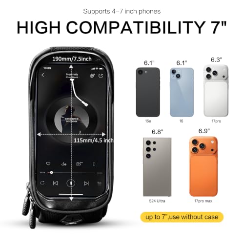 EROADE Bike Bag Top Tube Frame Bag,1.9L Hard Shell Waterproof Bike Phone Bag with Touch Screen,Cycling Pouch, Bike Accessories Compatible Phones Under 7"