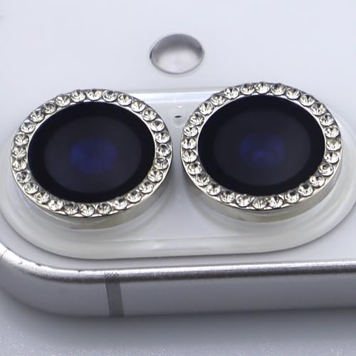 BONVAN for iPhone 17 Camera Lens Protector Bling Glitter Diamond Metal Crystal Tempered Glass Screen Accessories Rhinestones Lens Cover (Silver) - color: Silver